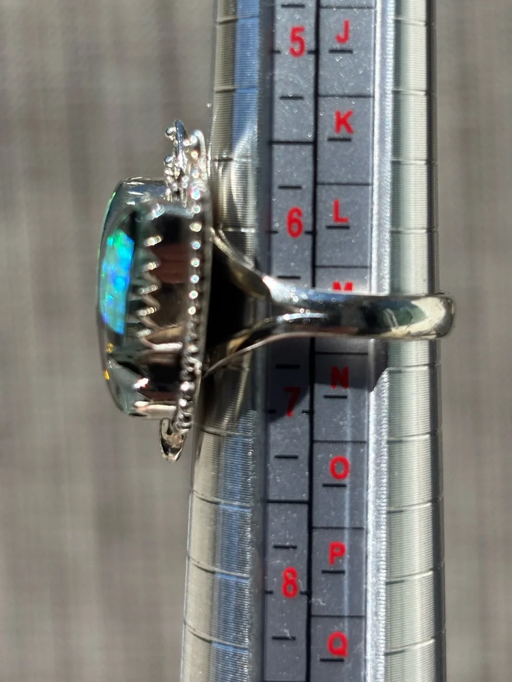 Sterling Silver Butterfly Opal Inlay Ring - Size 6.5-6.75
